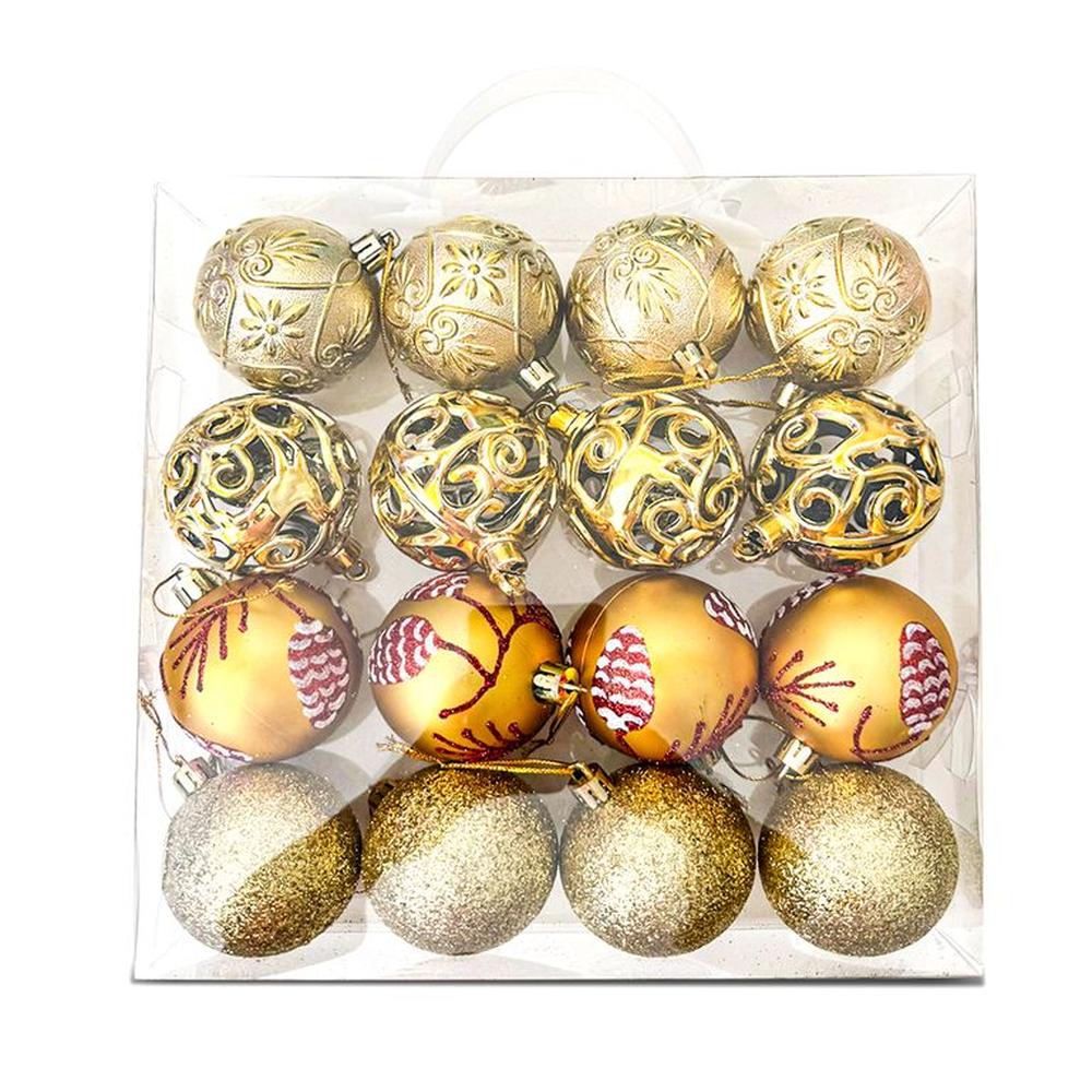SET DE BOLAS NAVIDEÑAS DORADAS X16 UND - 6 CM