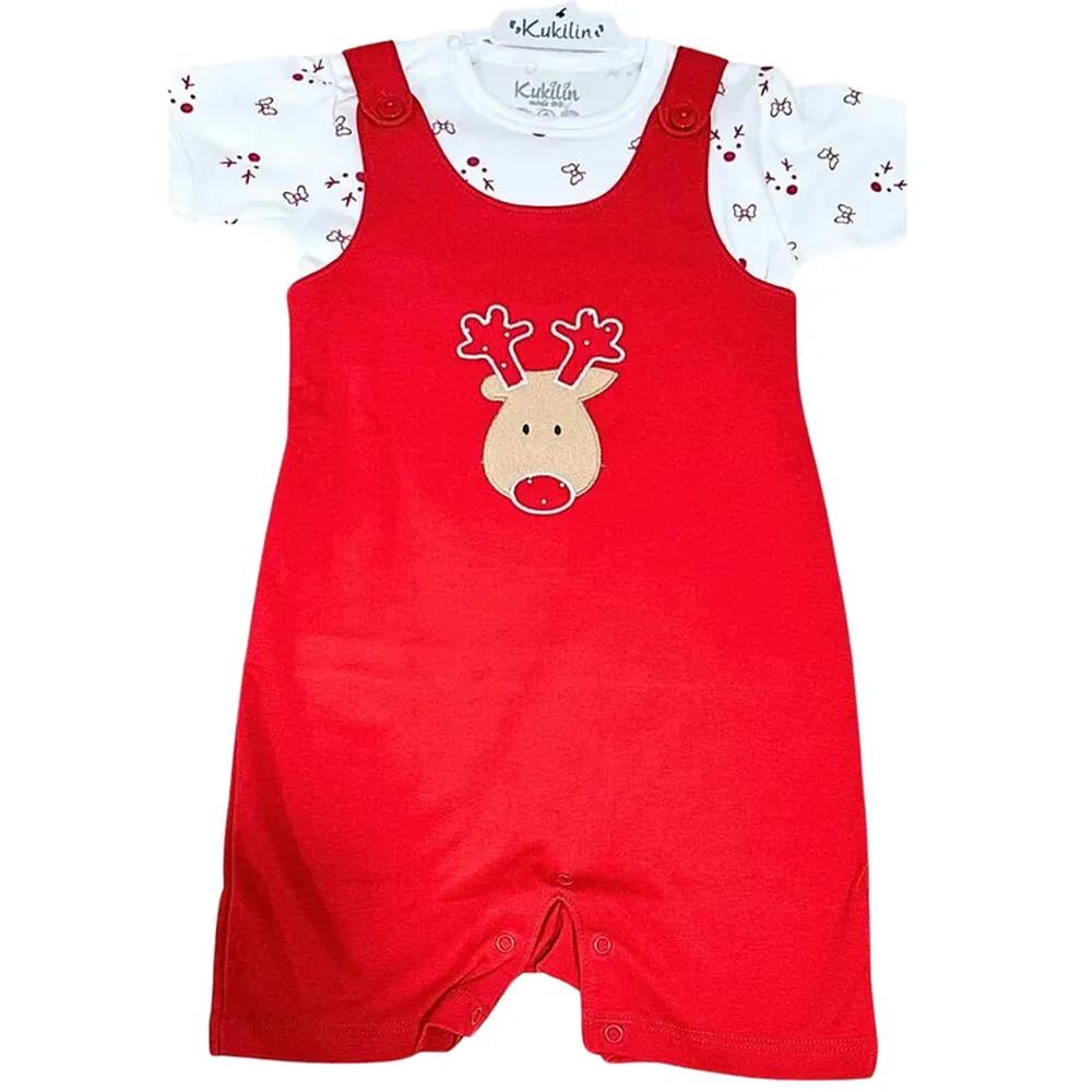 Conjunto Overol De Algodón Rojo Más Polo Talla 4