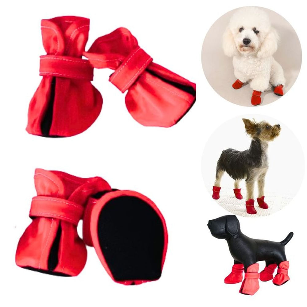ZAPATOS IMPERMEABLES PARA PERROS Y MASCOTAS ROJO-M