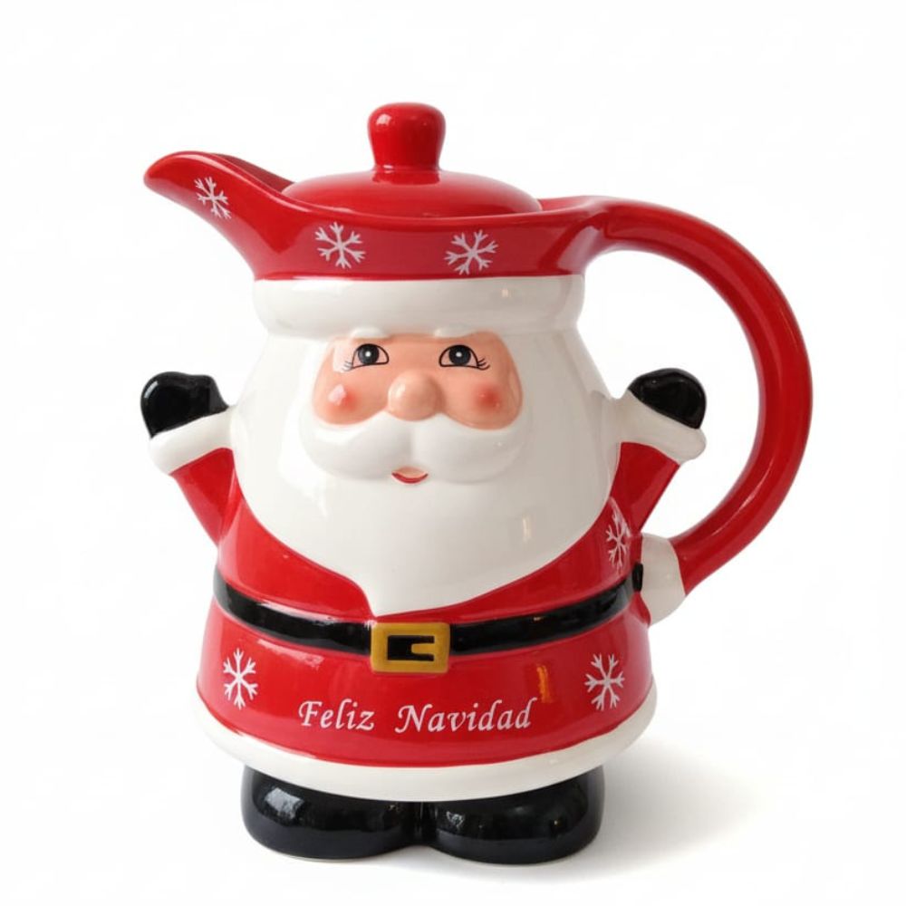 Jarra Chocolatera Navideña de Papá Noel en Porcelana
