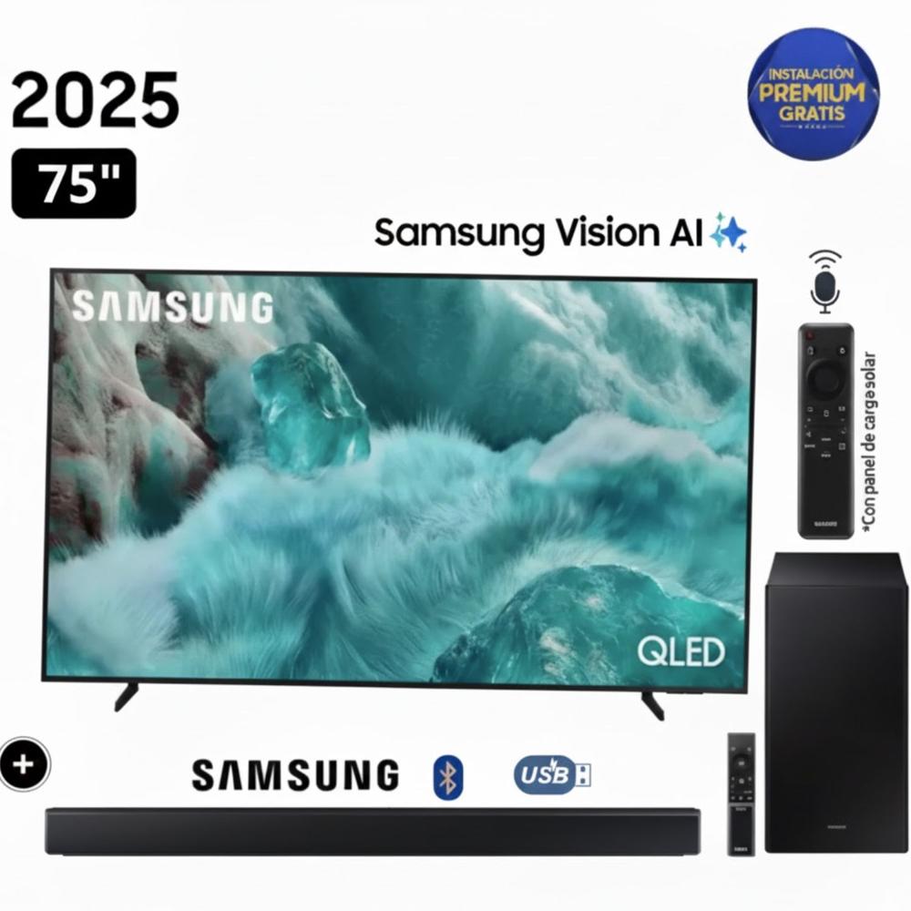 Televisor Samsung QLED 75 Visión AI Smart TV QN75Q7FAAGXPE mas Soundbar HW B450F