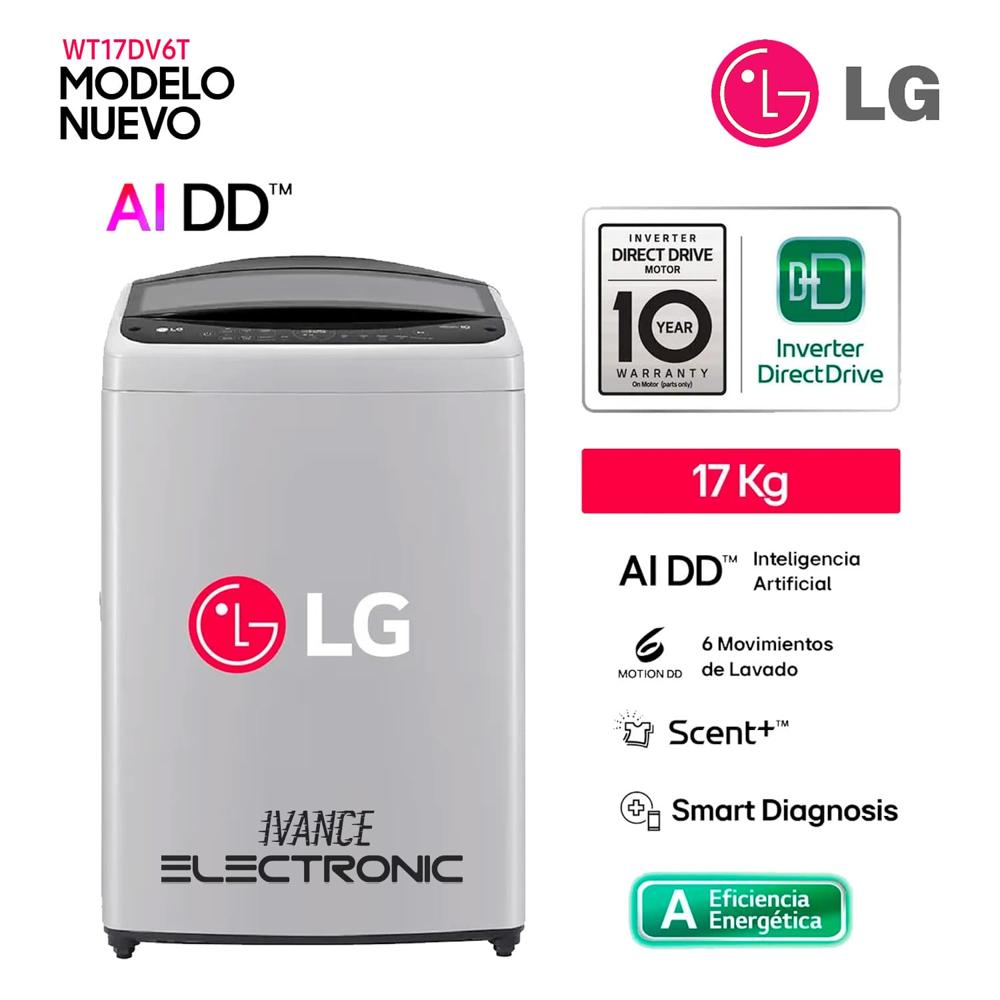 Lavadora LG WT17DV6T 17KG AI DD Inteligencia Artificial Gris