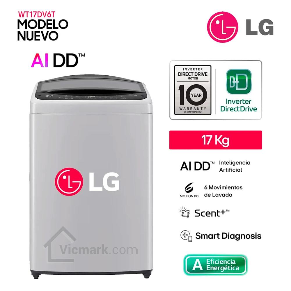 Lavadora LG WT17DV6T 17KG AI DD Inteligencia Artificial Gris