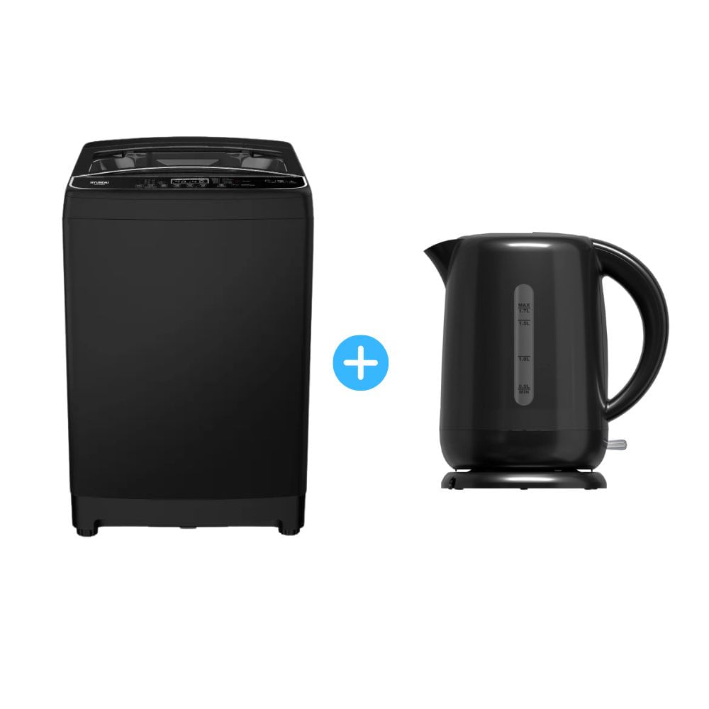 Combo Lavadora Hyundai 20 Kg Superior HYWM202 Negro + Hervidor Oster BVSTKT3101 Negro