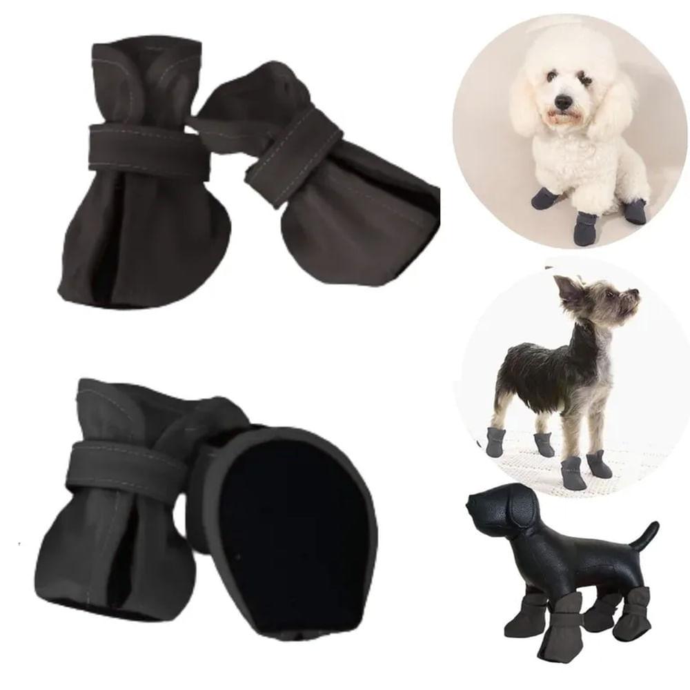 ZAPATOS IMPERMEABLES PARA PERROS Y MASCOTAS NEGRO-L