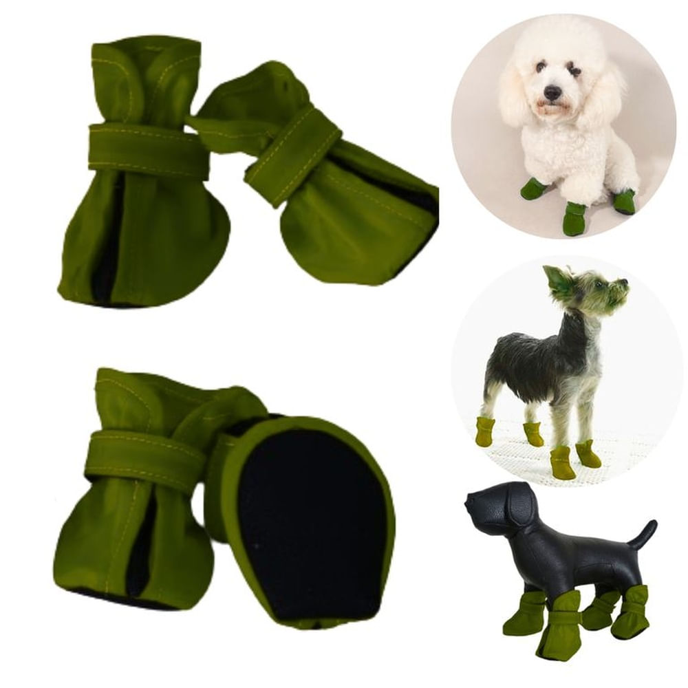ZAPATOS IMPERMEABLES PARA PERROS Y MASCOTAS VERDE MILITAR-S