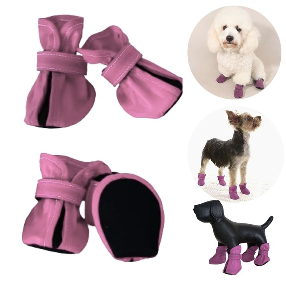ZAPATOS IMPERMEABLES PARA PERROS Y MASCOTAS ROSADA -M