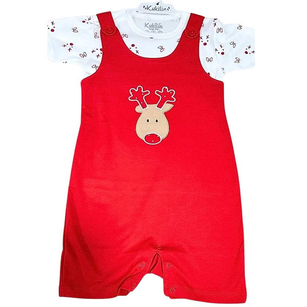 Conjunto Overol De Algodón Rojo Más Polo Talla 6