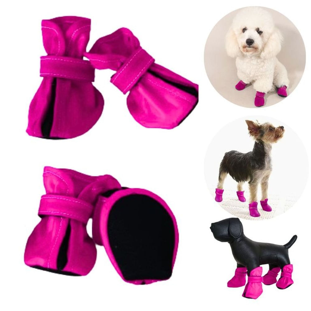 ZAPATOS IMPERMEABLES PARA PERROS Y MASCOTAS FUCSIA-L