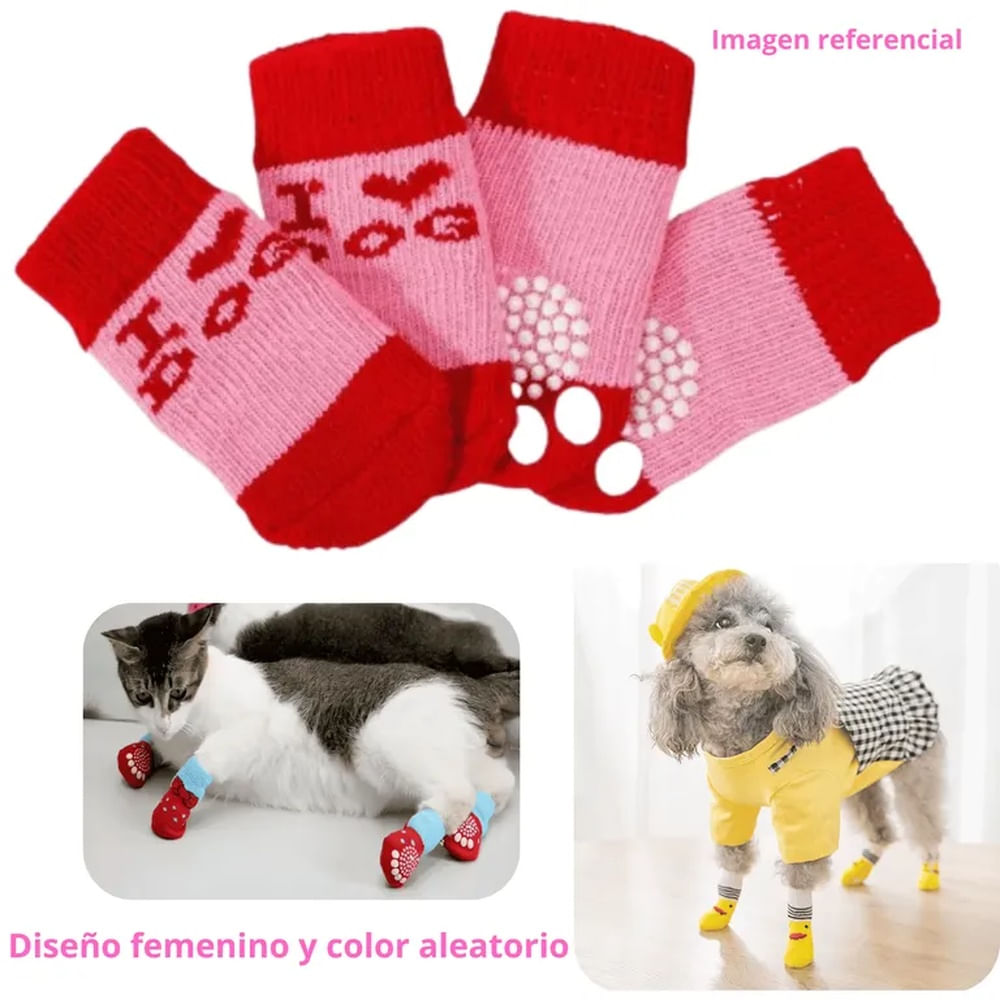 MEDIAS ANTIDESLIZANTES MASCOTA PERROS GATOS HEMBRA T-M