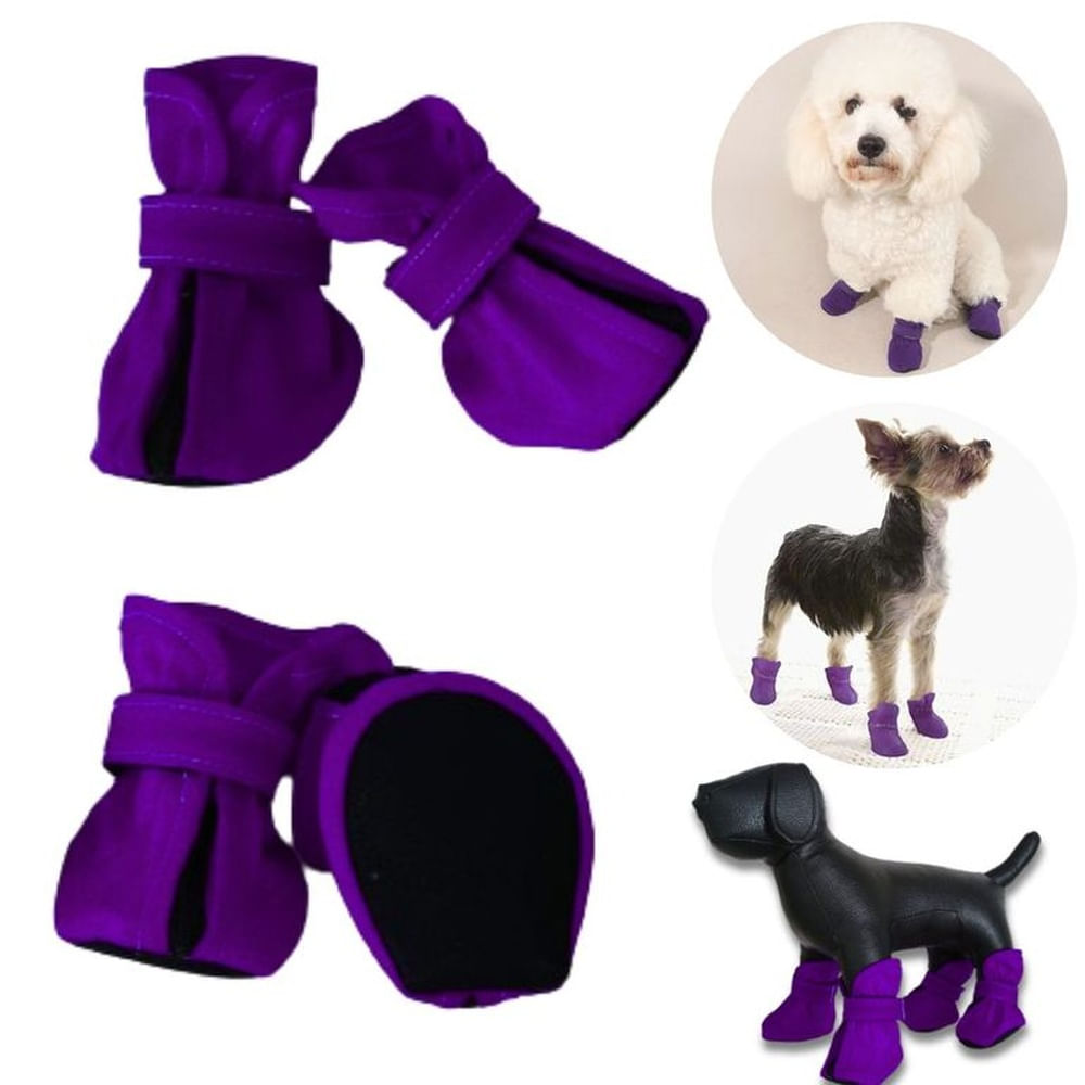 ZAPATOS IMPERMEABLES PARA PERROS Y MASCOTAS LILA-M