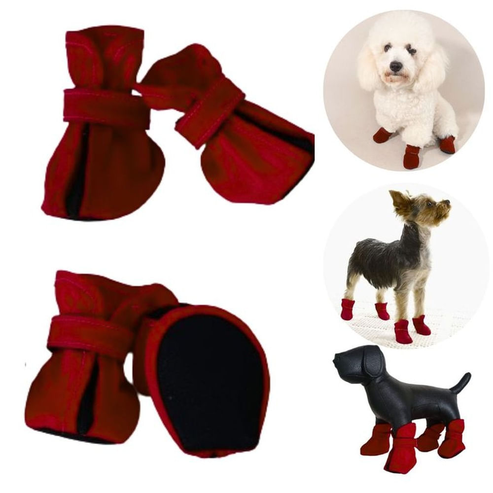 ZAPATOS IMPERMEABLES PARA PERROS Y MASCOTAS GRANATE-L
