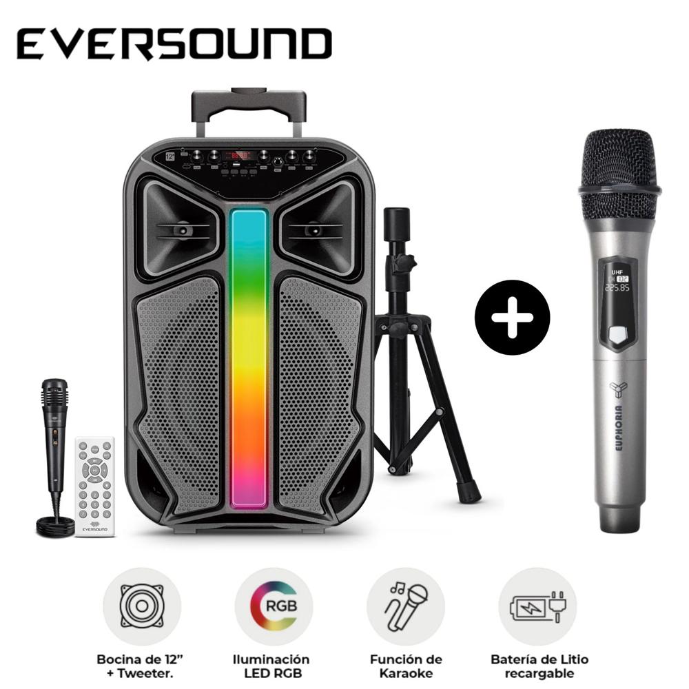 Combo Parlante + Trípode Eversound Lyrico EV 6000T + Micrófono Inalámbrico Euphoria
