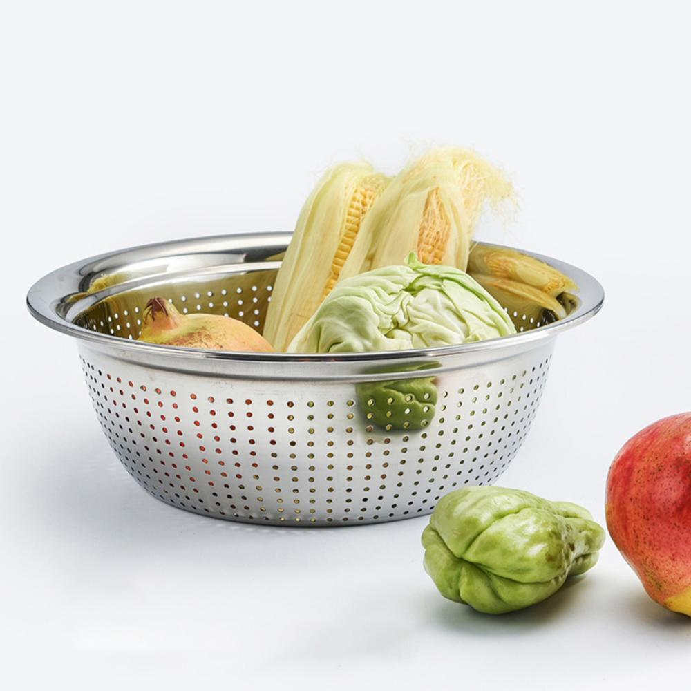 Cesto Colador de Cocina de Acero Inoxidable de 24cm de 2 Pzs