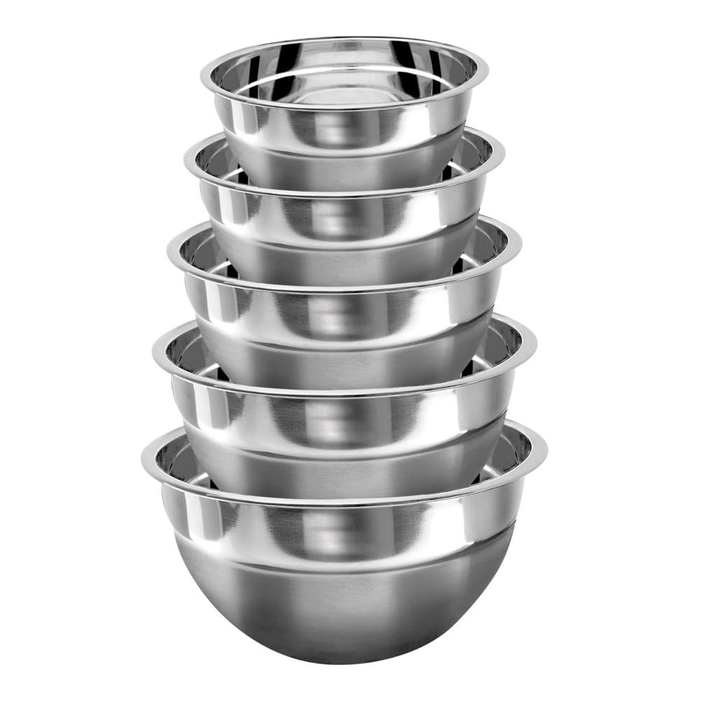 Bowls de Acero Inoxidable Resistentes x5 – Cocina Diaria
