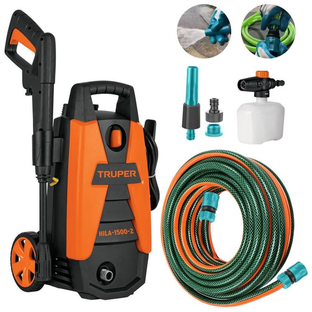 Hidrolavadora alta presion 1500 PSI + manguera reforzada premium 10m