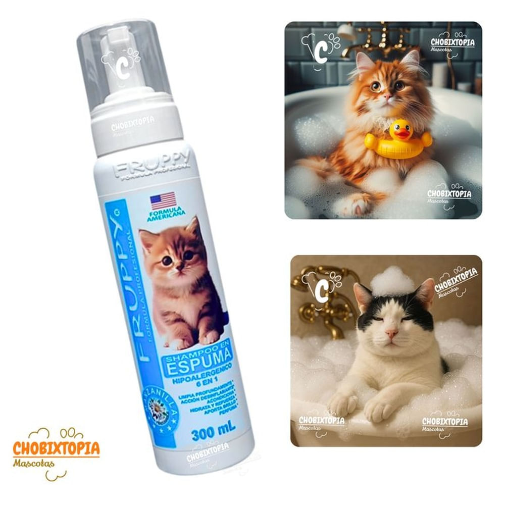 ESPUMA SHAMPOO FRUPPY HIPOALERGENICO GATOS x 300 mL CELESTE ESPUMA SHAMPOO FRUPPY HIPOALERGENICO GATOS x 300 mL CELESTE