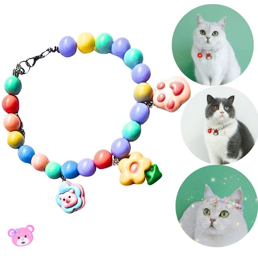 COLLAR PERLAS DE COLORES OSITO COLORES PASTEL COLLAR PERLAS DE COLORES OSITO COLORES PASTEL