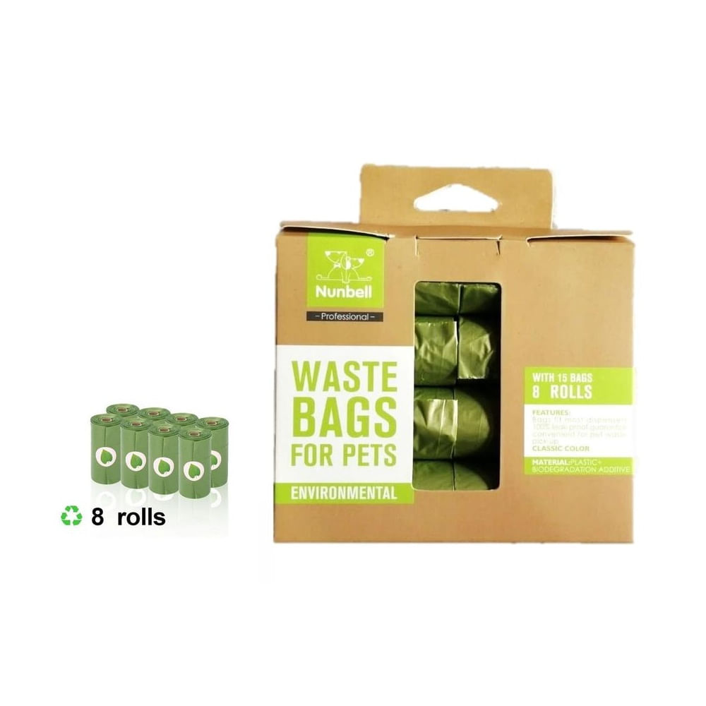 REPUESTO DE BOLSAS PARA RESIDUOS DE MASCOTAS NUNBELL x 8 BEIGE VERDE REPUESTO DE BOLSAS PARA RESIDUOS DE MASCOTAS NUNBELL x 8 BEIGE VERDE