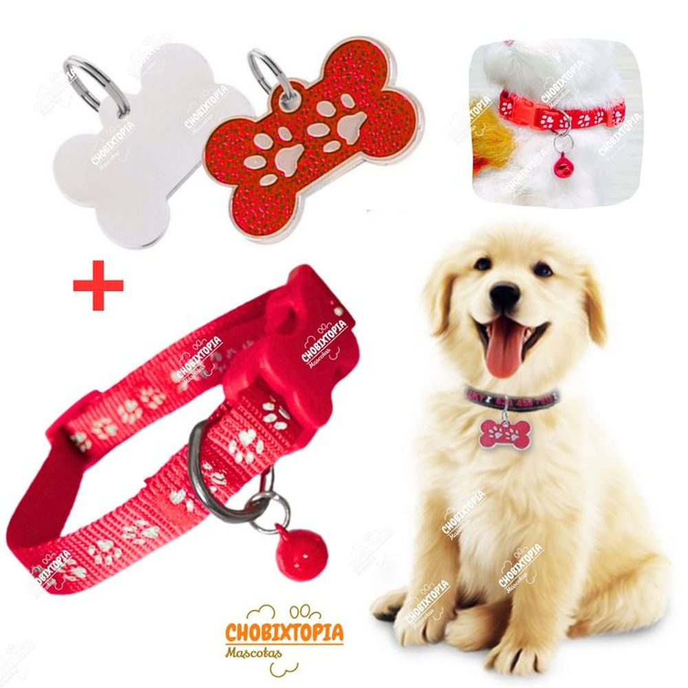 PLACA Y COLLAR P-MASCOTAS C-CASCABEL - ROJO ROJO PLACA ROJA y COLLAR ROJO PLACA Y COLLAR P-MASCOTAS C-CASCABEL - ROJO ROJO PLACA ROJA y COLLAR ROJO