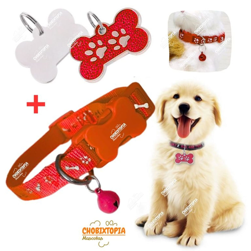 PLACA Y COLLAR PARA MASCOTAS CON CASCABEL - ROJO y ROJO PLACA ROJA y COLLAR ROJO PLACA Y COLLAR PARA MASCOTAS CON CASCABEL - ROJO y ROJO PLACA ROJA y COLLAR ROJO