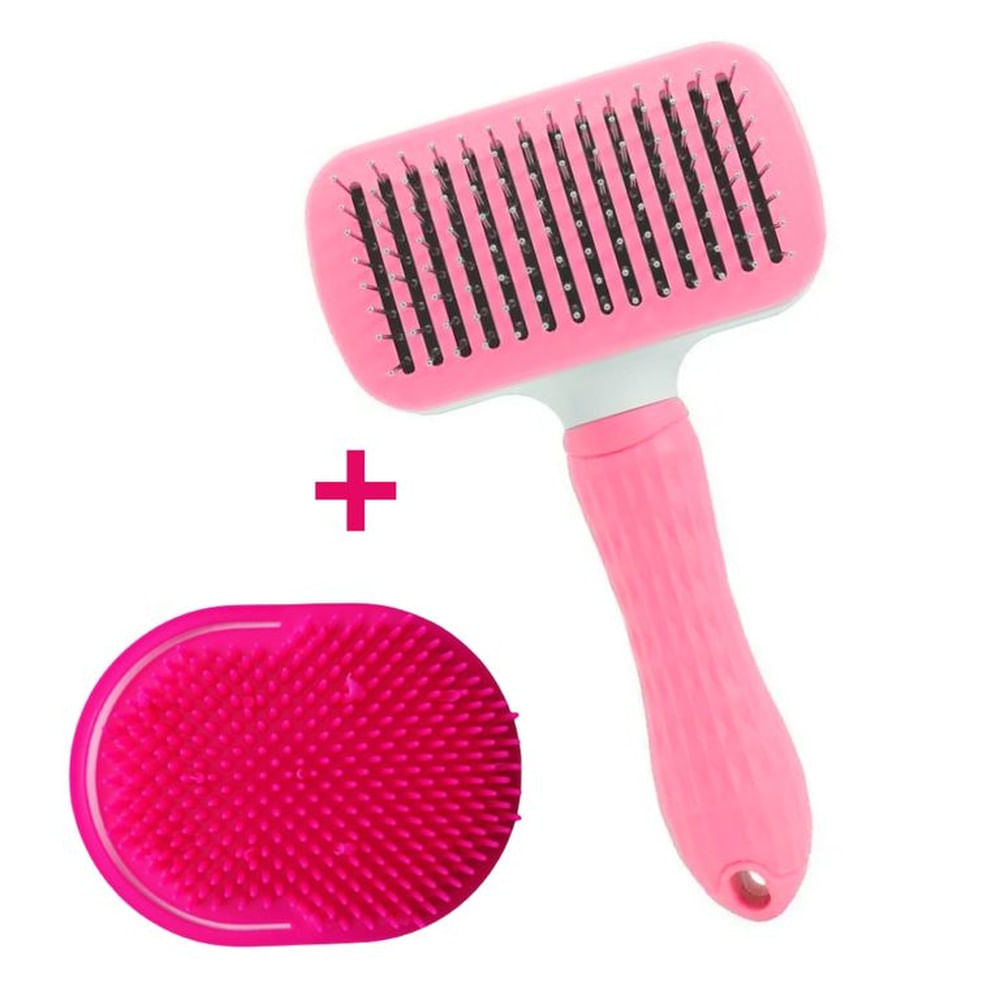 PACK CEPILLO PARA MASCOTA - BOTON ERGONOMICO CUADRADO ROSADO ROSADO BLANCO PACK CEPILLO PARA MASCOTA - BOTON ERGONOMICO CUADRADO ROSADO ROSADO BLANCO