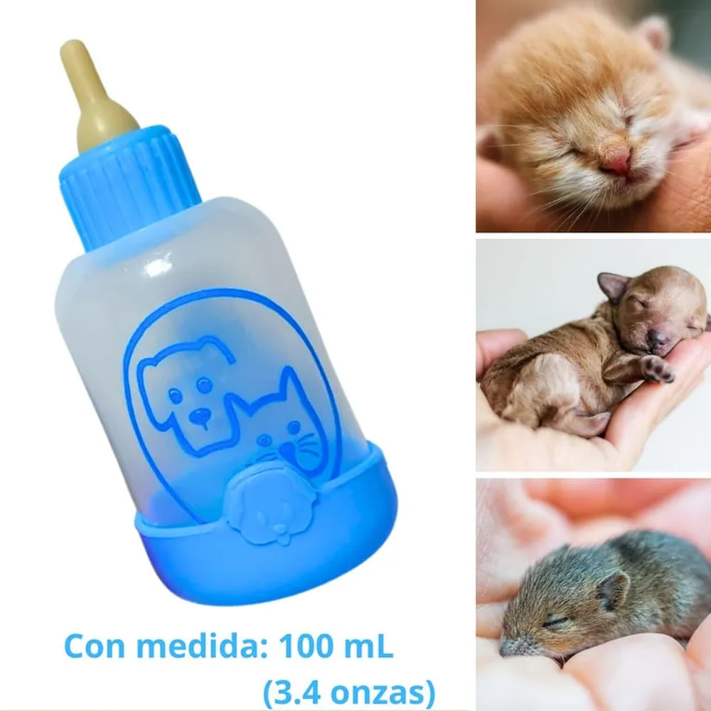 BIBERON PARA MASCOTAS CON BASE x 100 mL - CELESTE