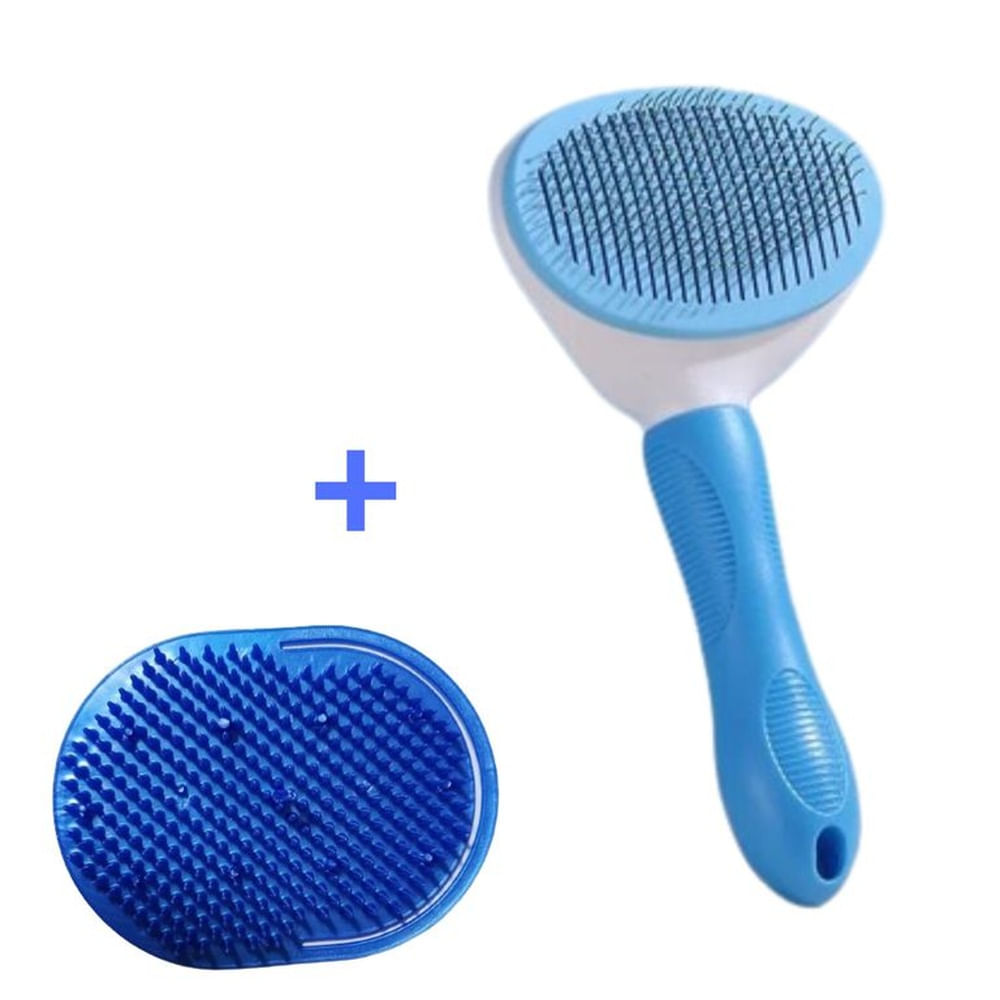 PACK CEPILLO PARA MASCOTA - BOTON ERGONOMICO OVAL CELESTE CELESTE BLANCO PACK CEPILLO PARA MASCOTA - BOTON ERGONOMICO OVAL CELESTE CELESTE BLANCO