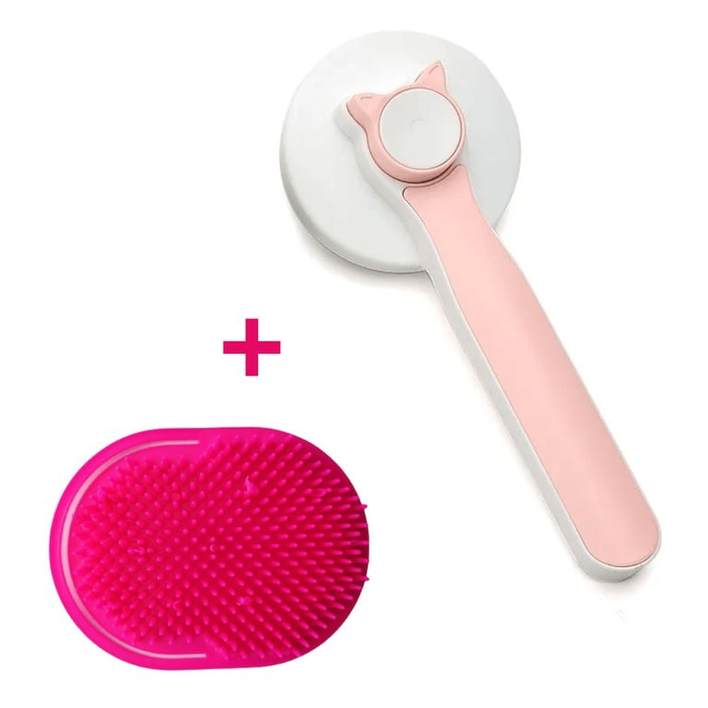 PACK CEPILLO PARA MASCOTA ROSA CLARO CON BOTON. PACK CEPILLO PARA MASCOTA ROSA CLARO CON BOTON.