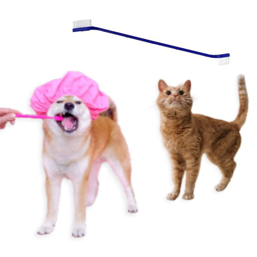 CEPILLOS DENTALES DOBLE CABEZAL PARA MASCOTA x 8