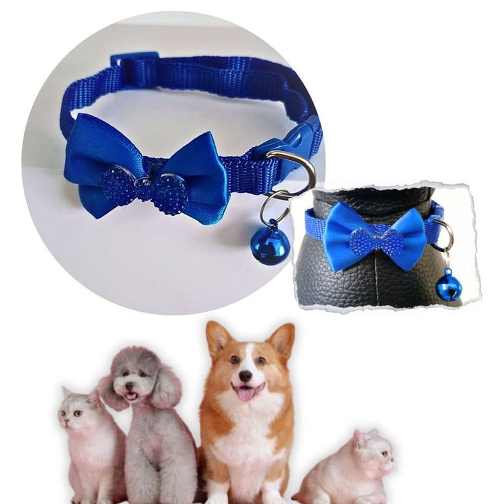 COLLAR PARA MASCOTAS CON MOÑO Y CASCABEL AZULINO. AZULINO COLLAR PARA MASCOTAS CON MOÑO Y CASCABEL AZULINO. AZULINO