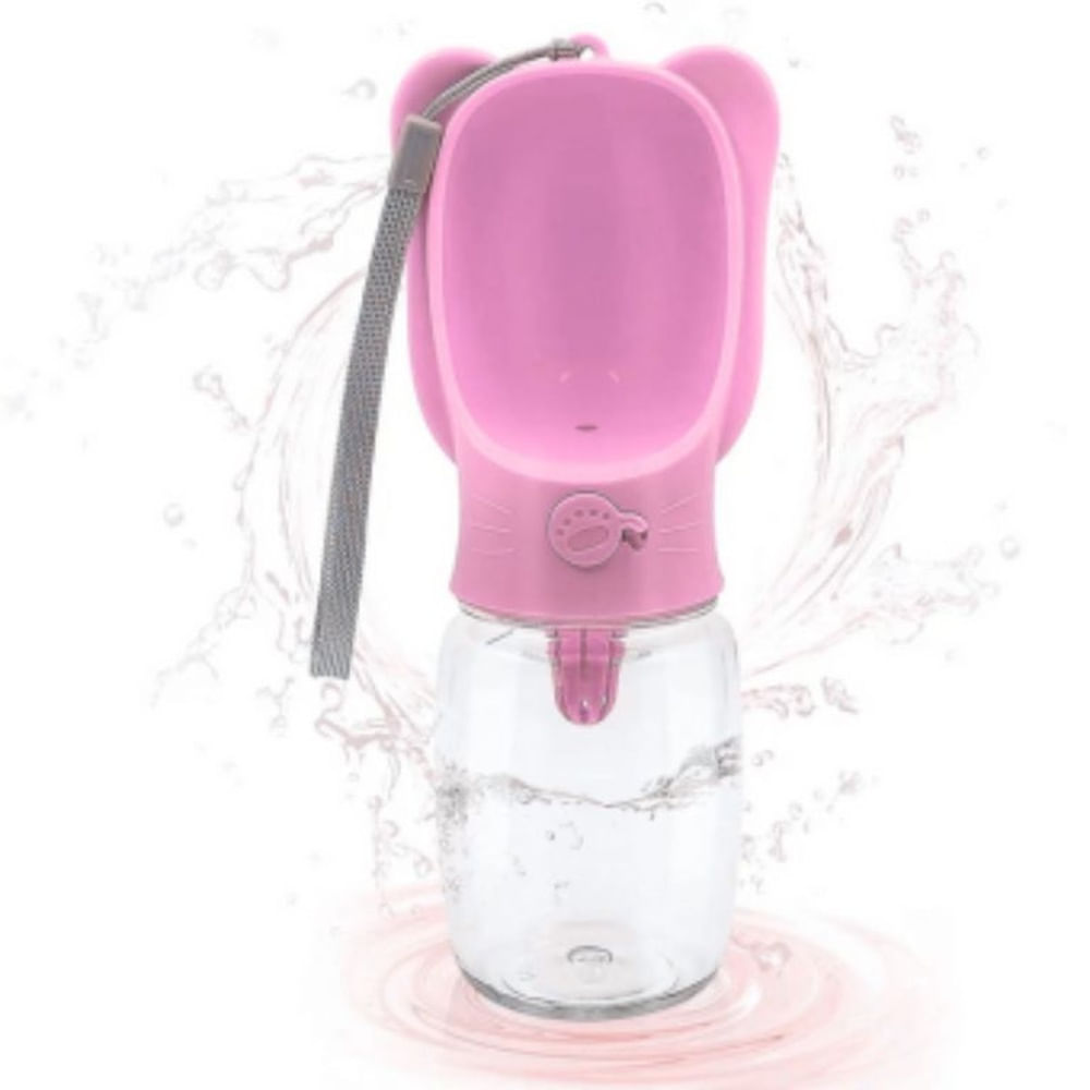 BOTELLA DE AGUA PORTATIL PARA MASCOTAS ROSADO - 550 mL