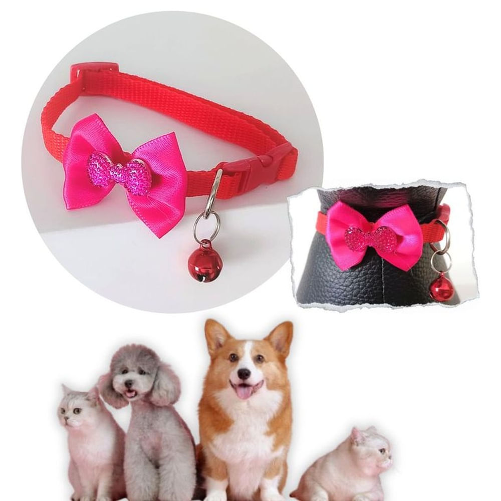 COLLAR PARA MASCOTAS CON MOÑO Y CASCABEL ROJO. ROJO COLLAR PARA MASCOTAS CON MOÑO Y CASCABEL ROJO. ROJO