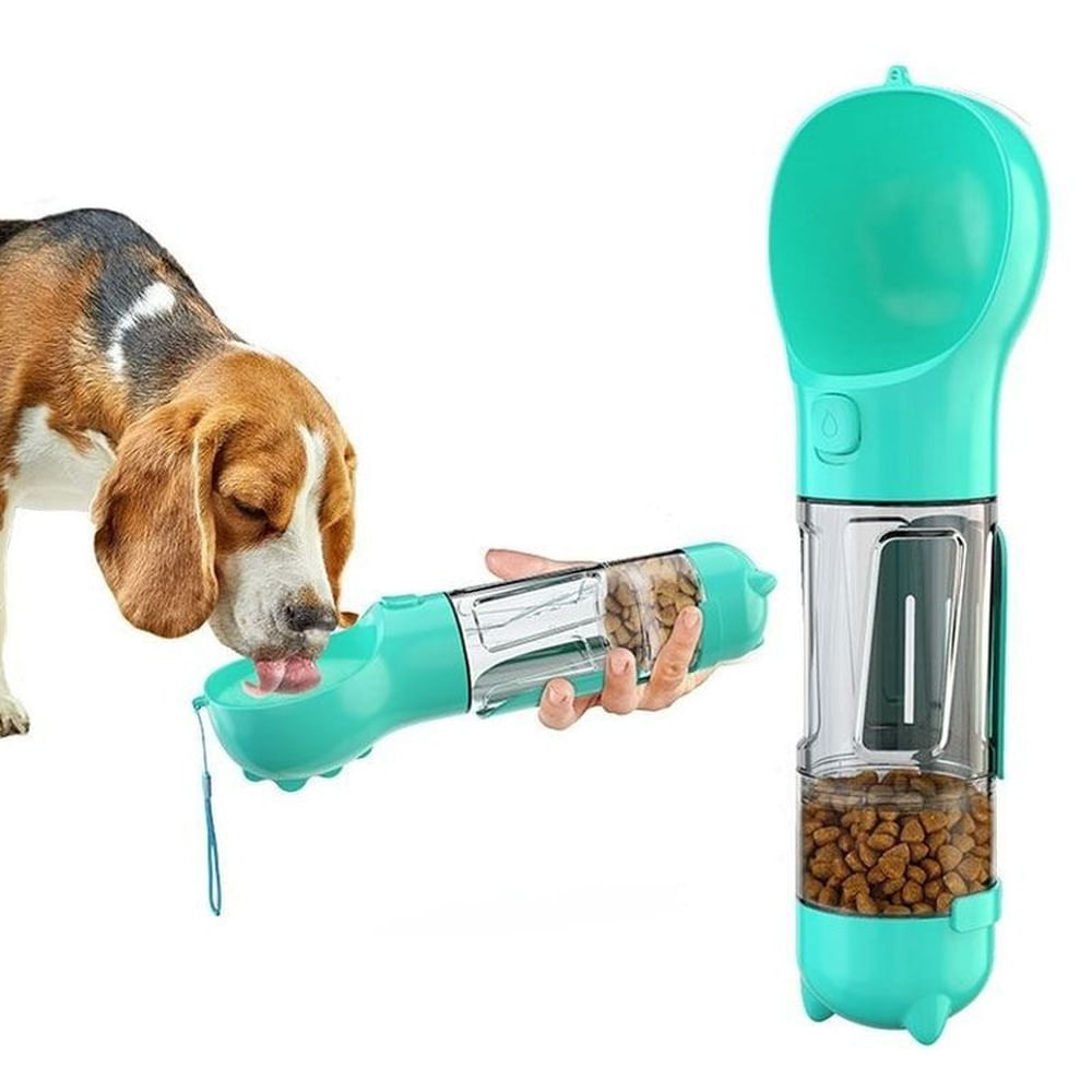 BOTELLA MULTIFUNCIONAL PARA MASCOTA TURQUESA 300 mL