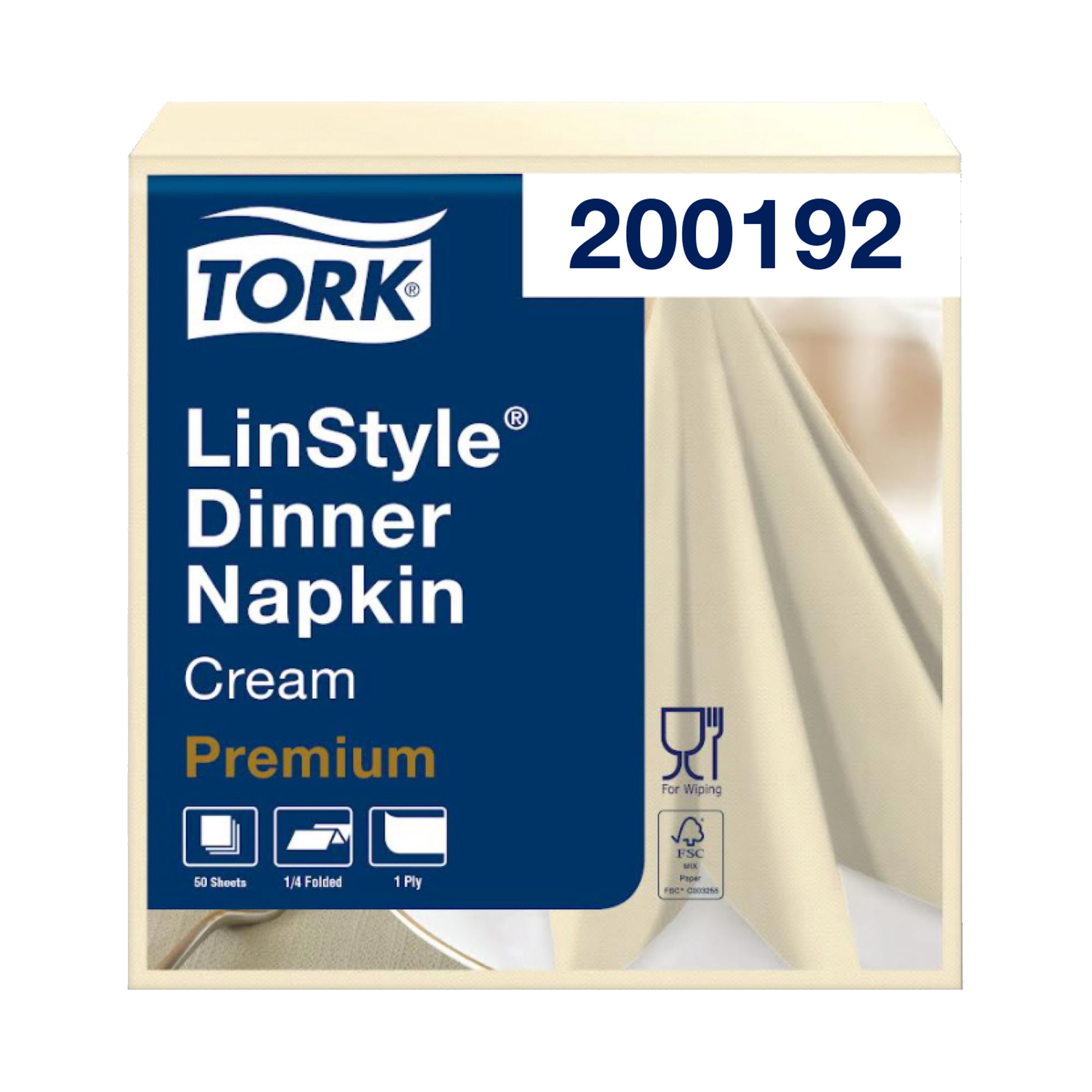 Servilleta Tipo Tela Tork Linstyle Crema 12paq x50