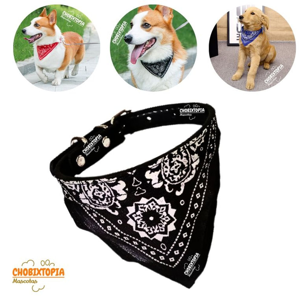 COLLAR BANDANA MASCOTA PERRO - NEGRO