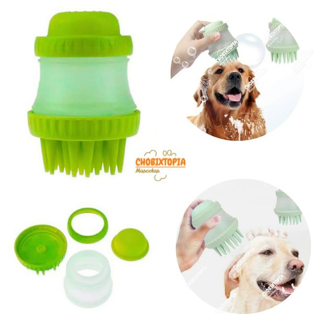 DISPENSADOR DE SHAMPOO-MASAJEADOR PARA PERRO VERDE BLANCO DISPENSADOR DE SHAMPOO-MASAJEADOR PARA PERRO VERDE BLANCO