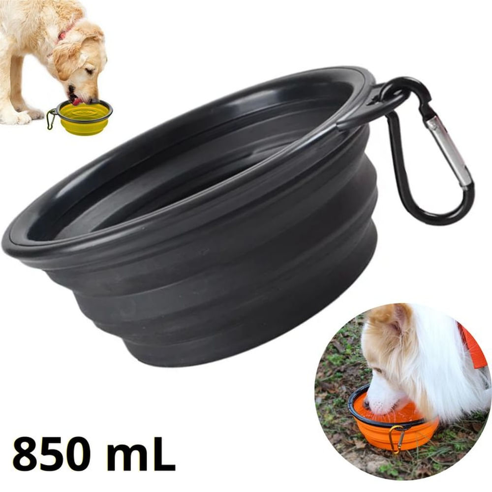 PLATO PORTATIL PLEGABLE PARA MASCOTA 850mL - NEGRO CHICLE FUCSIA CLARO INTENSO PLATO PORTATIL PLEGABLE PARA MASCOTA 850mL - NEGRO CHICLE FUCSIA CLARO INTENSO