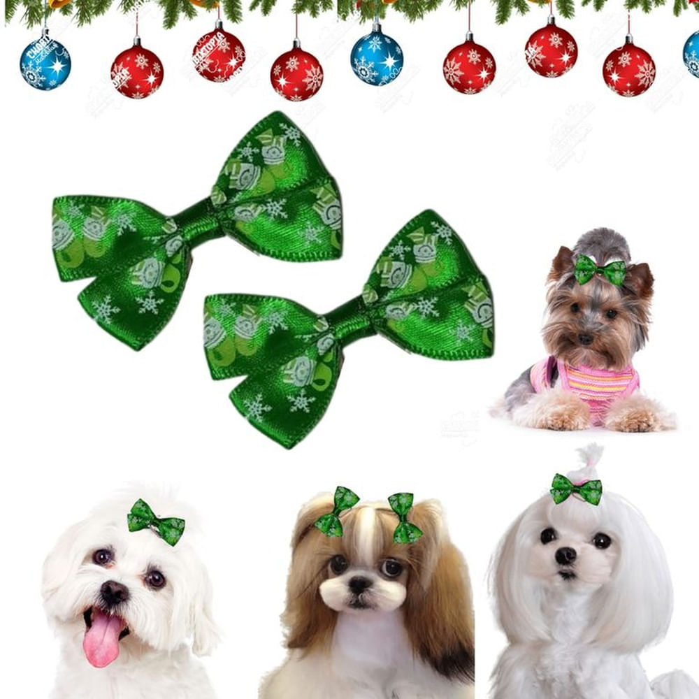 MOÑO PARA MASCOTAS SIMPLE - NAVIDEÑO VERDE 5cm