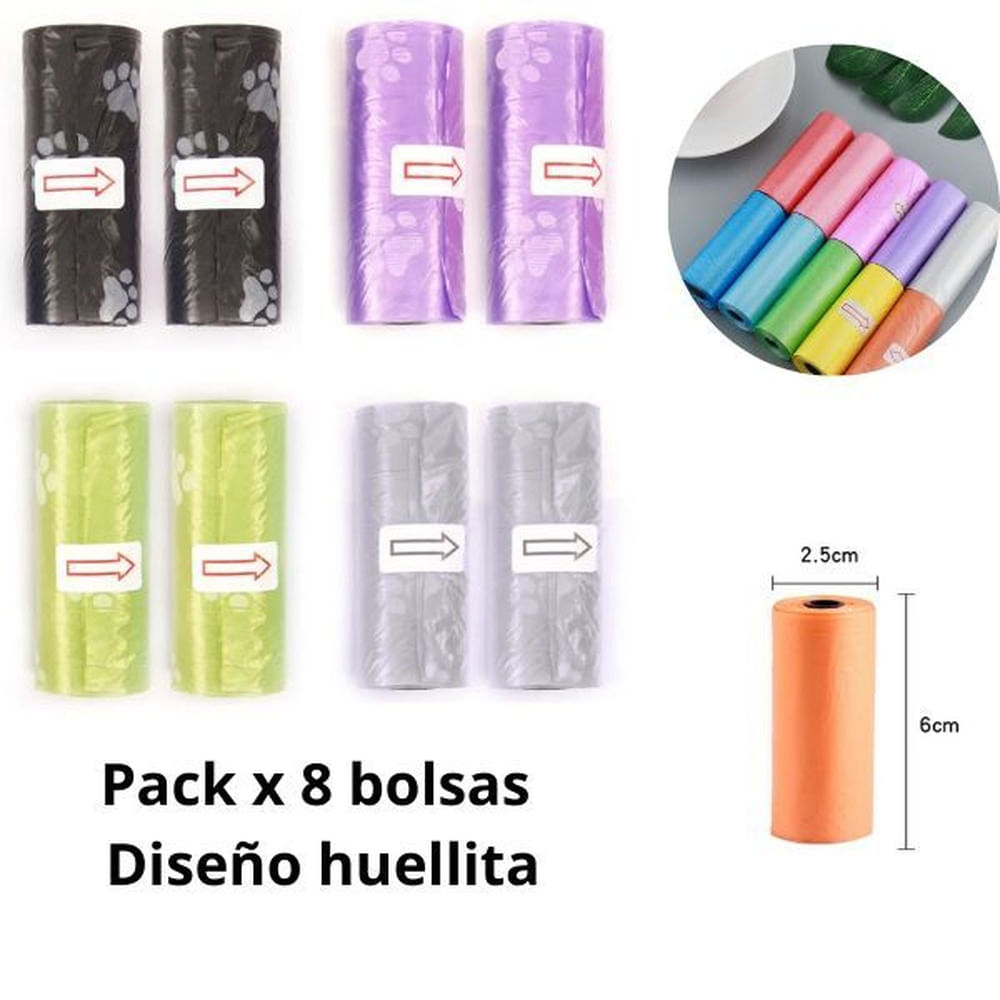 REPUESTO BOLSAS PARA RESIDUOS DE PERRO (DISEÑO HUELLITA) x 8 VARIOS COLORES REPUESTO BOLSAS PARA RESIDUOS DE PERRO (DISEÑO HUELLITA) x 8 VARIOS COLORES