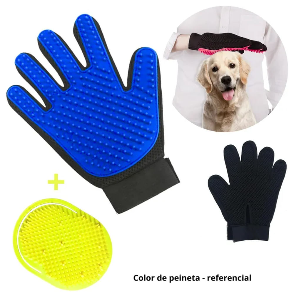 GUANTE REMOVEDOR DE PELO MASCOTA  AZUL (PACK)