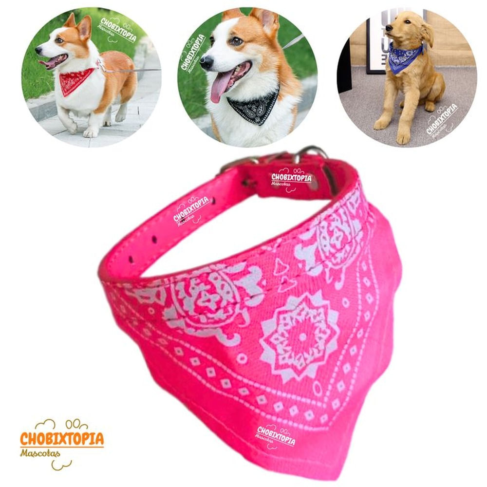 COLLAR BANDANA MASCOTA PERRO - FUCSIA