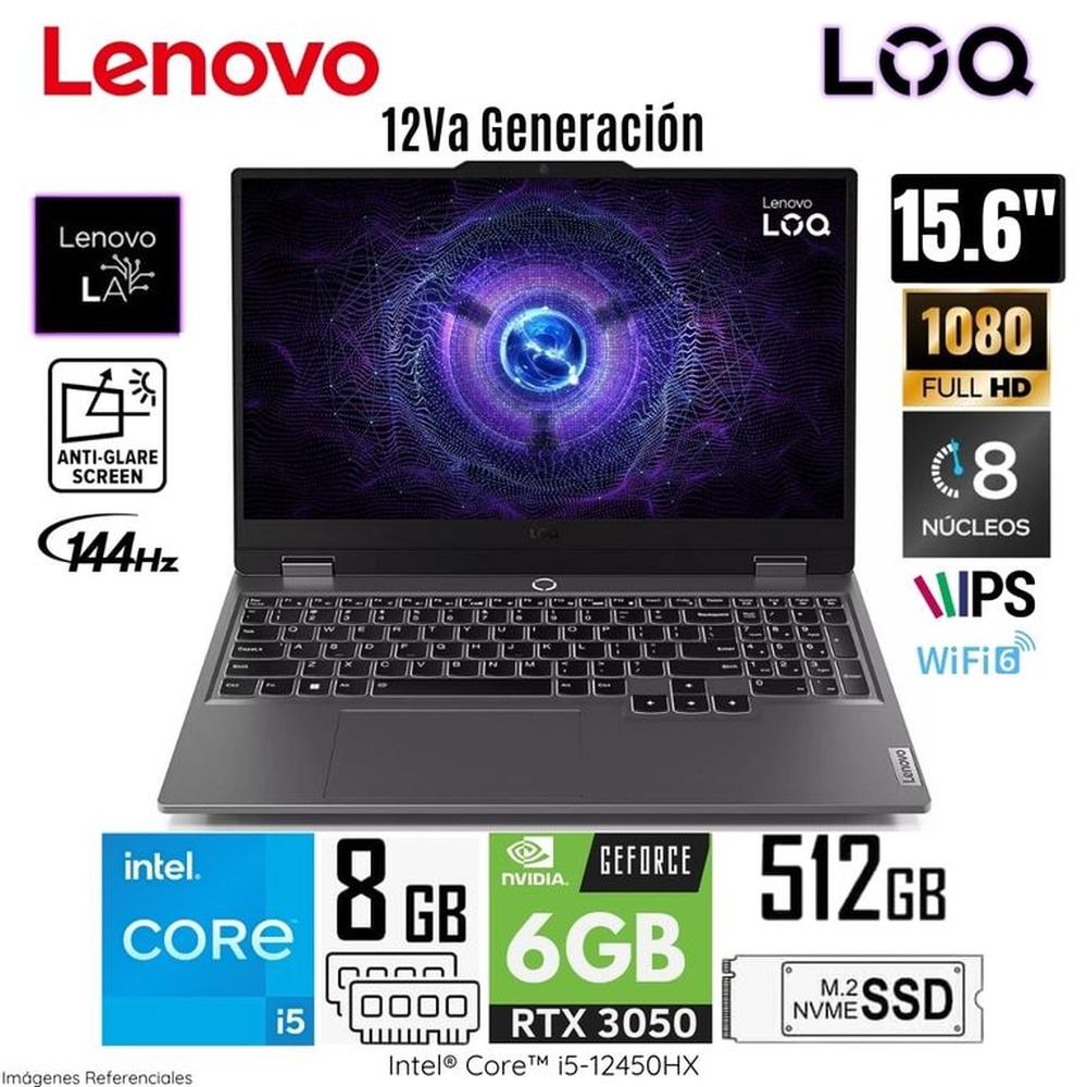 Laptop Lenovo LOQ 15IAX9 Intel Core i5-12450HX 8GB RAM 512GB SSD 15.6 FHD RTX3050-6GB - 83GS006WLM