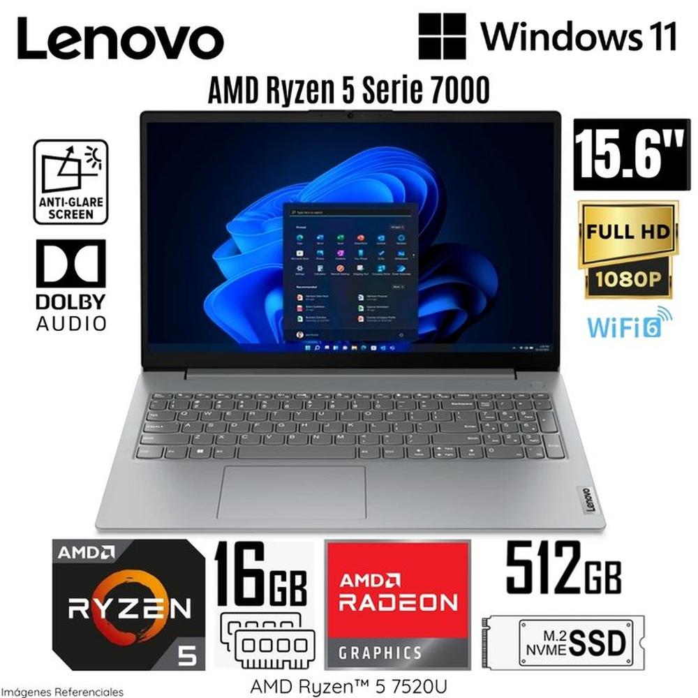 Laptop Lenovo V15 G4 AMN AMD Ryzen 5-7520U 16GB RAM 512GB SSD 15.6 FHD - 82YU00XYLM