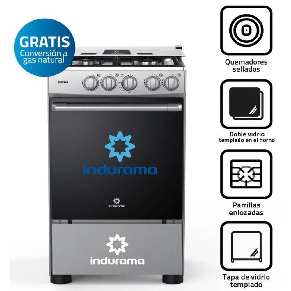 COCINA INDURAMA FONTANA 4 HORNILLAS GRIS