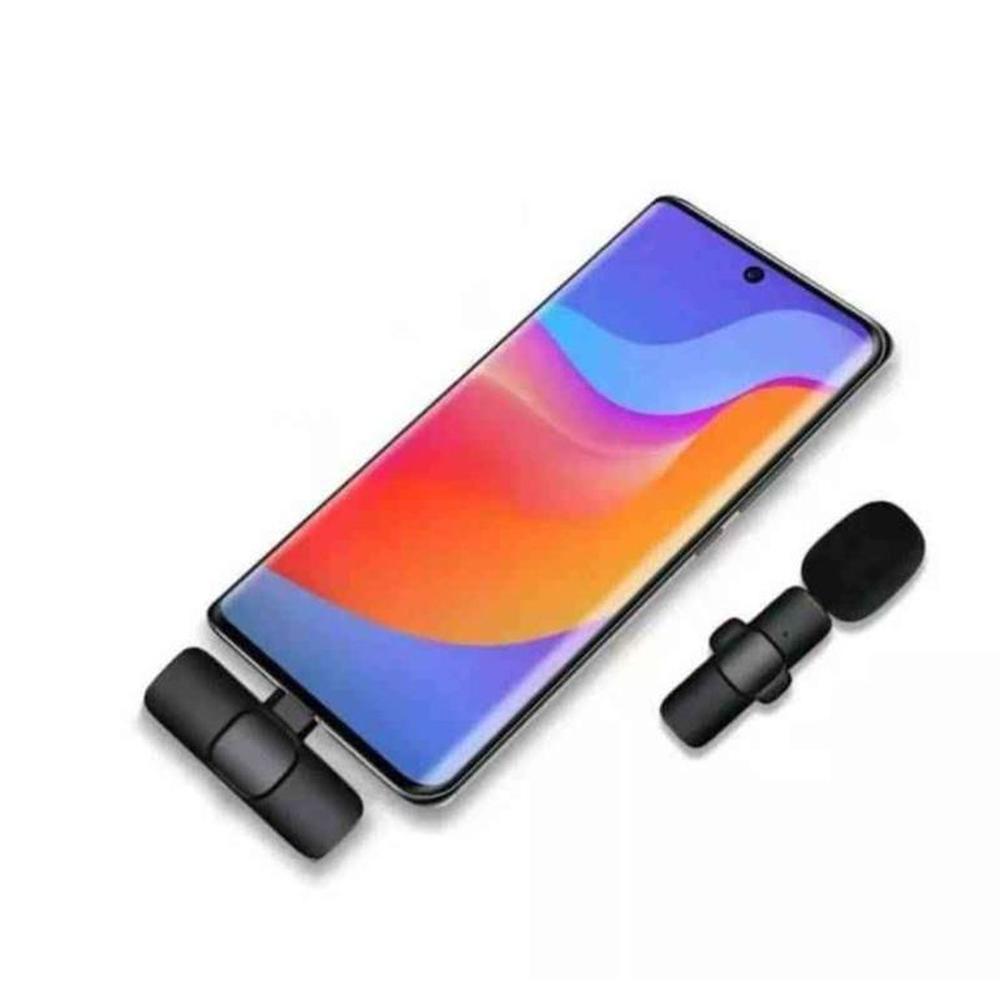 Micrófono Inalámbrico Corbatero Celular Ficha Usb C K9 Color Negro