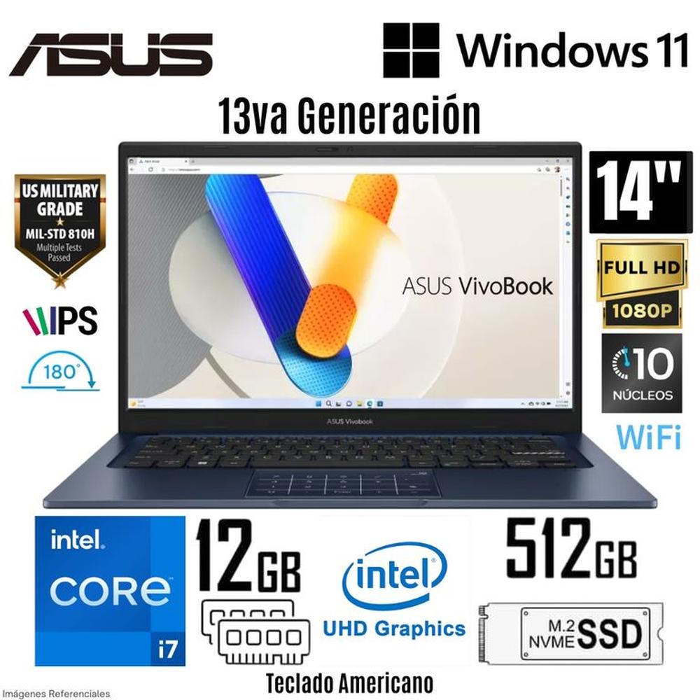 Laptop Asus Vivobook 14 X1404VA-I712512 Intel Core i7-1355U 12GB RAM 512GB SSD 14 FHD Quiet Blue