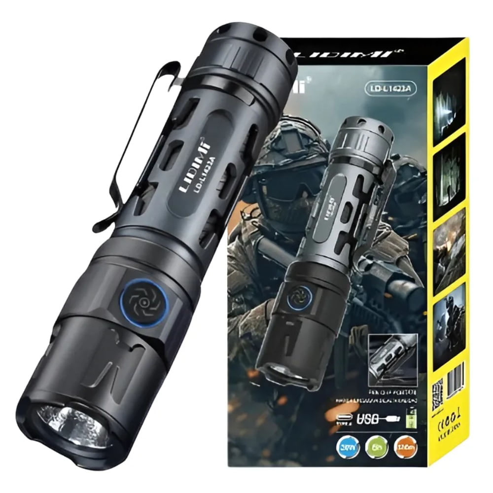 Linterna Lidimi De Metal 20w Batería Recargable Negro Blanco