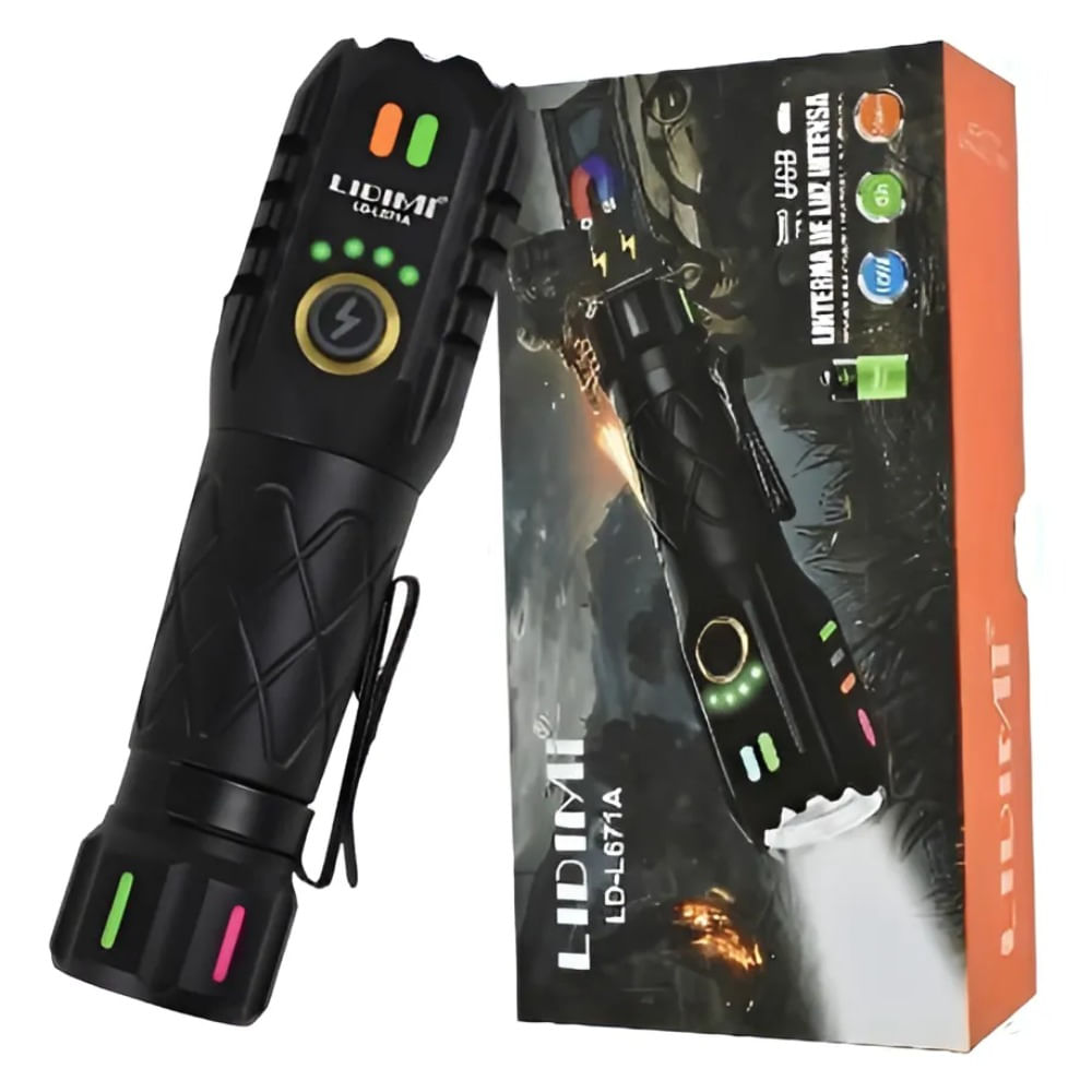 Linterna De Largo Alcance 100 Metros Con Cintas Reflectivas Blanco Negro