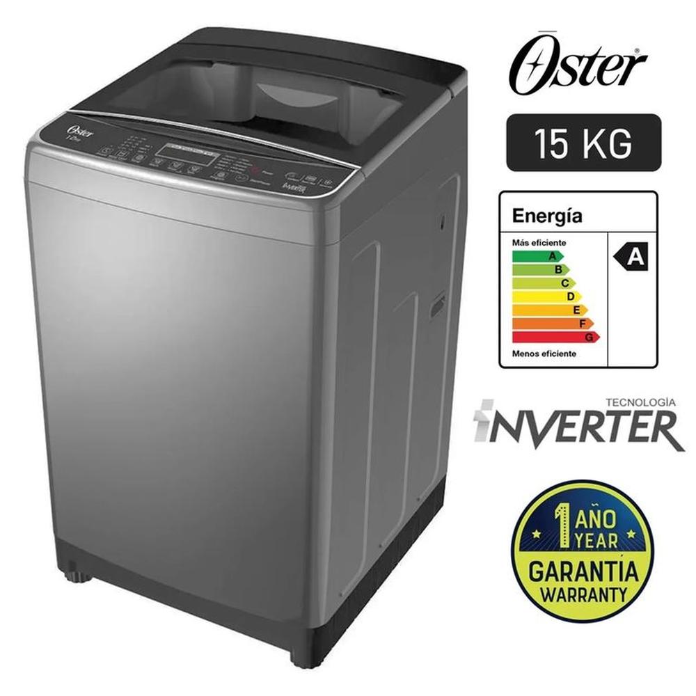 LAVADORA OSTER CARGA SUPERIOR 15KG OS-PWSMD15WBSI BLACK INOX